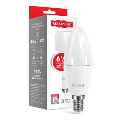 Светодиодная лампа Maxus C37 6W E14 фото