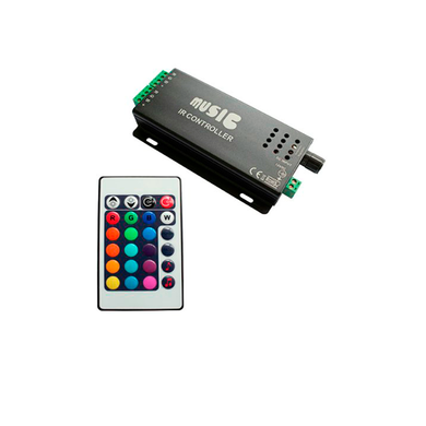 RGB контроллер VENOM IR музыкальный, пульт на 24 кнопки 10A 120W 12V (LDC-IRM-5A-24) фото