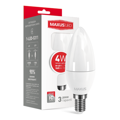 Світлодіодна лампа Maxus C37 CL-F 4W E14 фото
