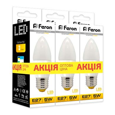 Світлодіодна лампа Feron C37 (свічка) LB-97 5W E27 (01504) 3шт фото