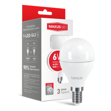 Светодиодная лампа Maxus G45 6W E14  фото