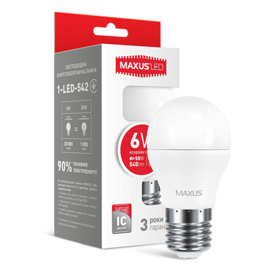 Світлодіодна лампа Maxus G45 6W E27 фото