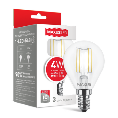 Світлодіодна лампа Maxus Led G45 Е27 4W (filament) фото
