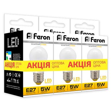 Светодиодная лампа Feron G45 LB-95 5W E27 (01500) 3шт фото