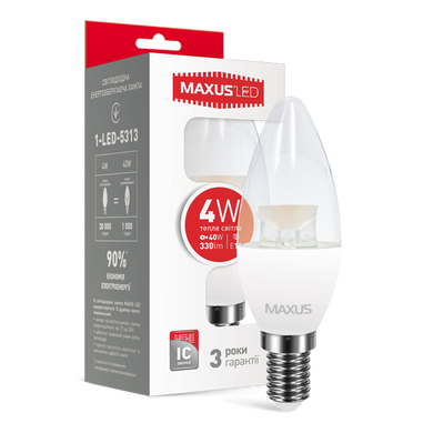 Світлодіодна лампа Maxus C37 CL-C 4W E14 фото