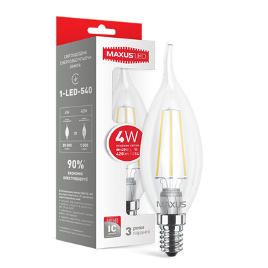 Світлодіодна лампа Maxus Led C37 TL E14 4W (filament) фото